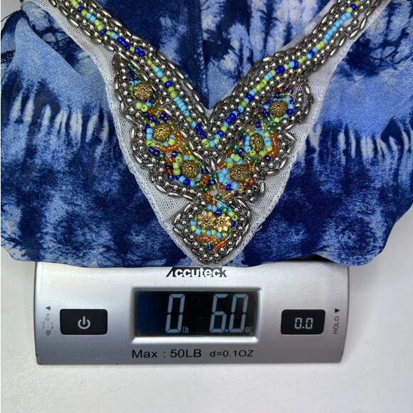 Soleillee Women’s V- Neck Bead Embellished Lightweight Sheer Kaftan Tunic 3X - Picture 13 of 13